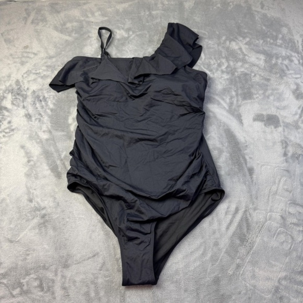 Tempt Me One Shoulder Swimsuit‎ Womens 2XL Ruched Ruffle Monokini Bathing Suit